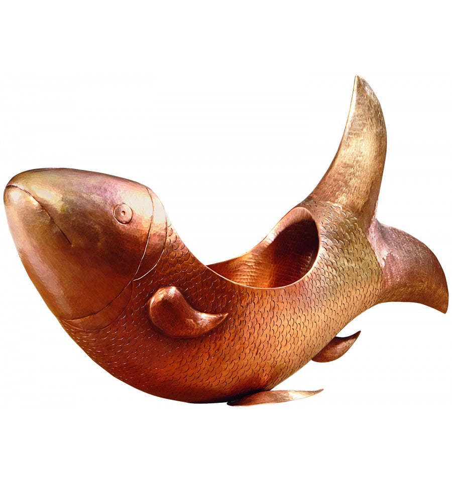 Thompson Patzcuaro 29" Hammered Antique Satin Gold Fish-Shaped Bathroom Sink - BOV-2907ASG