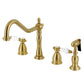 Kingston Brass KB1793BPLBS Bel-Air Double-Handle Widespread Kitchen Faucet with Brass Sprayer, Antique Brass