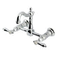 Kingston KS2443BAL Heirloom Two-Handle Wall Mount Bridge Kitchen Faucet, Antique Brass in polished chrome finish