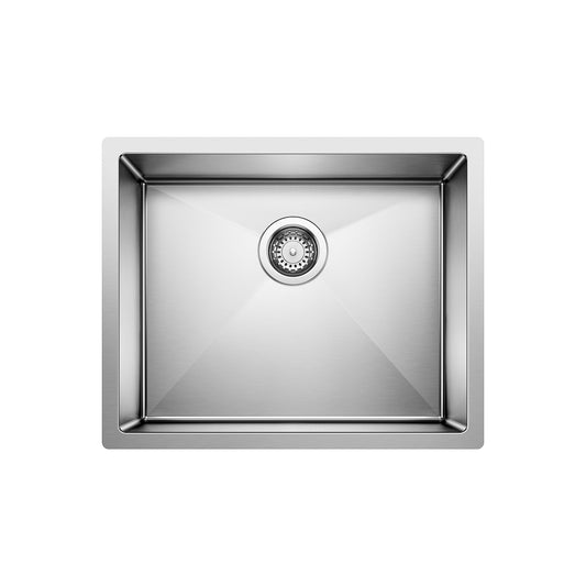 BLANCO Precision R10 22" Single Bowl Undermount Stainless Steel Kitchen Sink top view.
