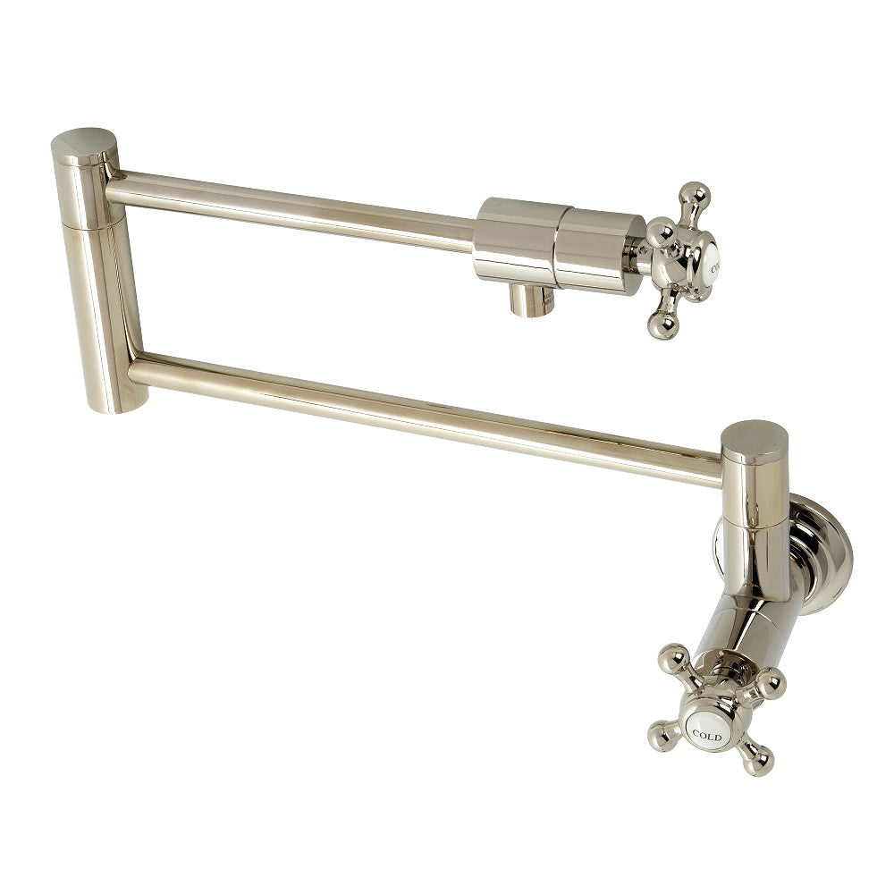 Kingston Brass KS4103BX Metropolitan Wall Mount Pot Filler Faucet, Antique Brass in polished nickel finish