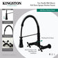Gourmetier GS1243AX Heritage Double-Handle Wall-Mount Pre-Rinse Bridge Kitchen Faucet, Antique Brass with pull-down sprayer and swivel spout