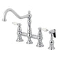 Kingston KS3277PLBS Restoration Bridge Kitchen Faucet with Brass Sprayer, Brushed Brass