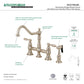 Kingston KS3277ALBS Restoration Bridge Kitchen Faucet with Brass Sprayer, Brushed Brass and matching brass side sprayer.