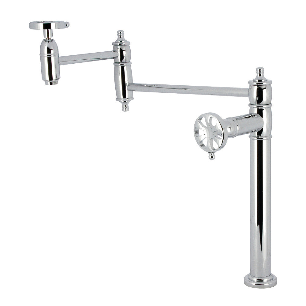 Kingston Brass KS3703RX Belknap Deck Mount Pot Filler Faucet, Antique Brass with polished chrome finish