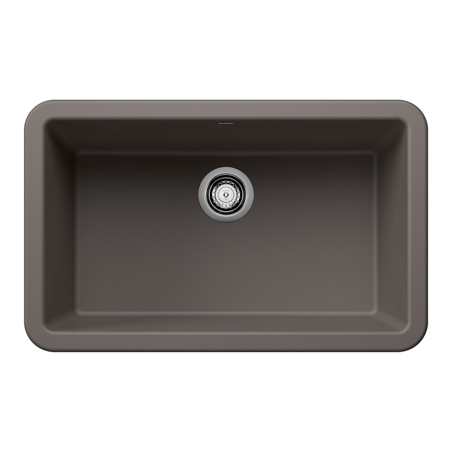 BLANCO Ikon SILGRANIT 30" Single Bowl Apron-Front Farmhouse Sink in stylish dark finish, showcasing spacious interior design.