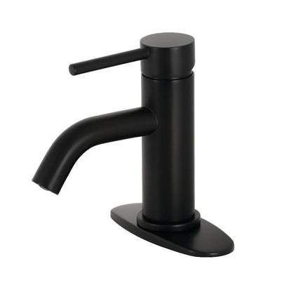 Kingston Brass LSF8223DL Concord Single-Handle Bathroom Faucet in matte black, showcasing a streamlined single-handle design.