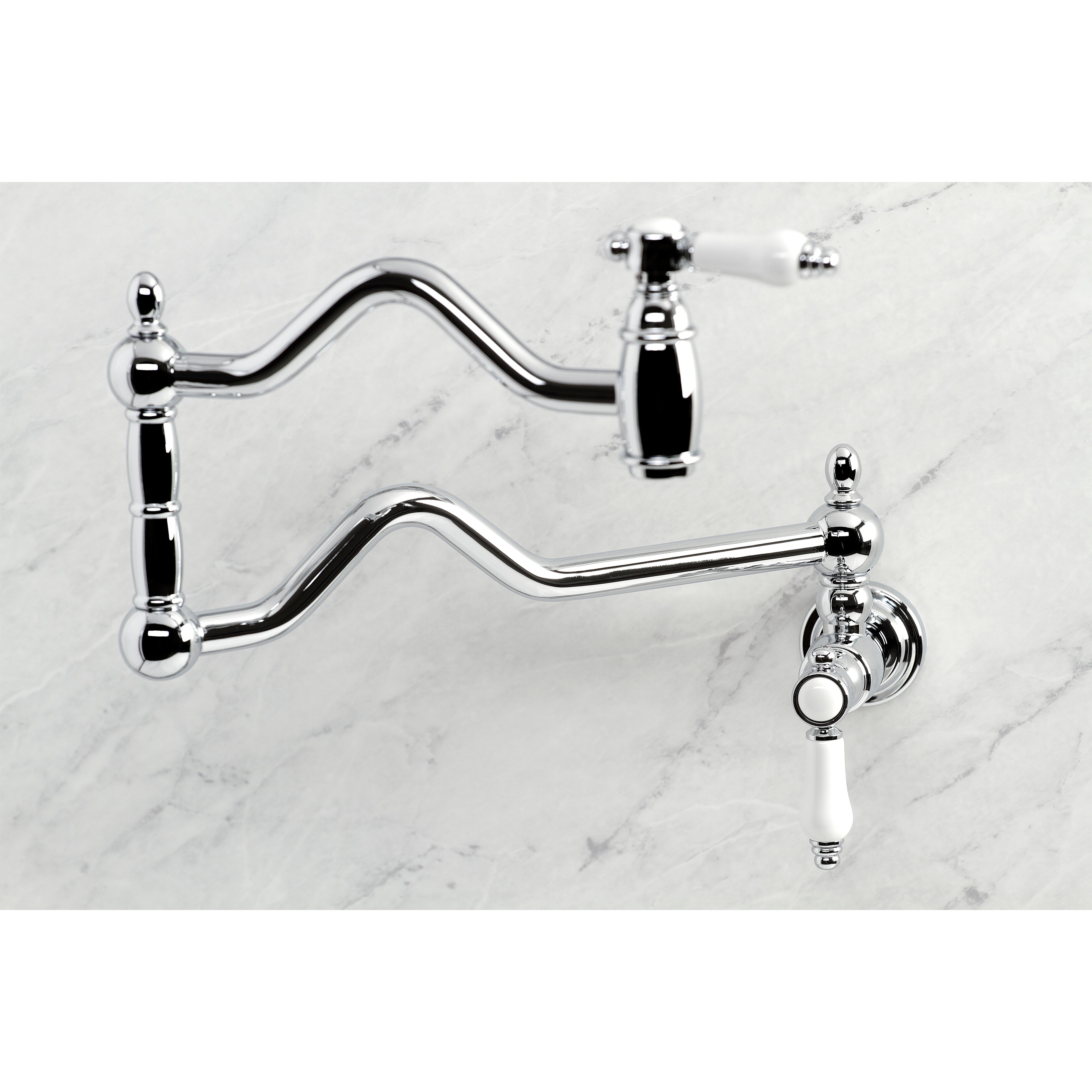 Kingston Brass KS2107BPL Bel-Air Wall Mount Pot Filler Faucet, Brushed Brass in chrome finish