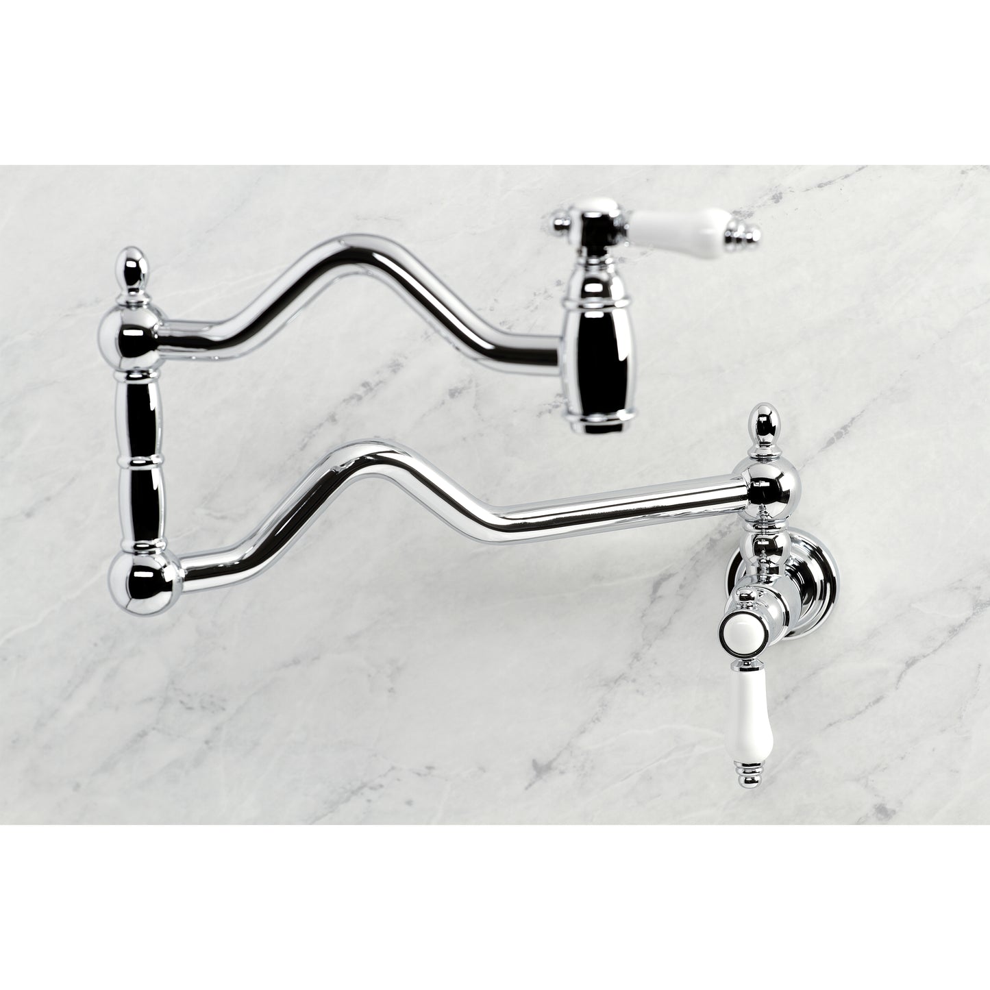 Kingston Brass KS2107BPL Bel-Air Wall Mount Pot Filler Faucet, Brushed Brass in chrome finish