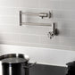 Kingston Brass KS4103RKX Webb Wall Mount Pot Filler Faucet with Knurled Handle, Antique Brass on kitchen wall