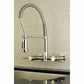 Gourmetier GS8187DL Concord Double-Handle Wall-Mount Pre-Rinse Bridge Kitchen Faucet, Brushed Brass