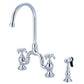 Kingston KS7793TXBS French Country Bridge Kitchen Faucet with Brass Sprayer, Antique Brass in polished chrome finish.