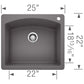 BLANCO Diamond SILGRANIT 25" Single Bowl Dual Mount Kitchen Sink
