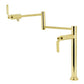 Kingston Brass KS4703KL Whitaker Deck Mount Pot Filler Faucet, Antique Brass, featuring foldable swing arms for easy use.