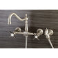 Kingston KS1248BEXBS Essex Two-Handle Wall Mount Bridge Kitchen Faucet with Brass Sprayer, Brushed Nickel
