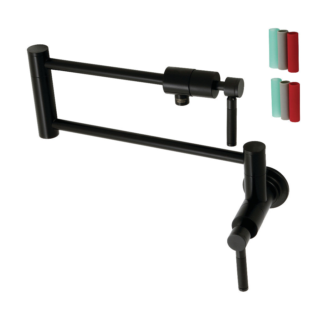 Kingston Brass KS4103DKL Kaiser Wall Mount Pot Filler Faucet, Antique Brass with matte black finish