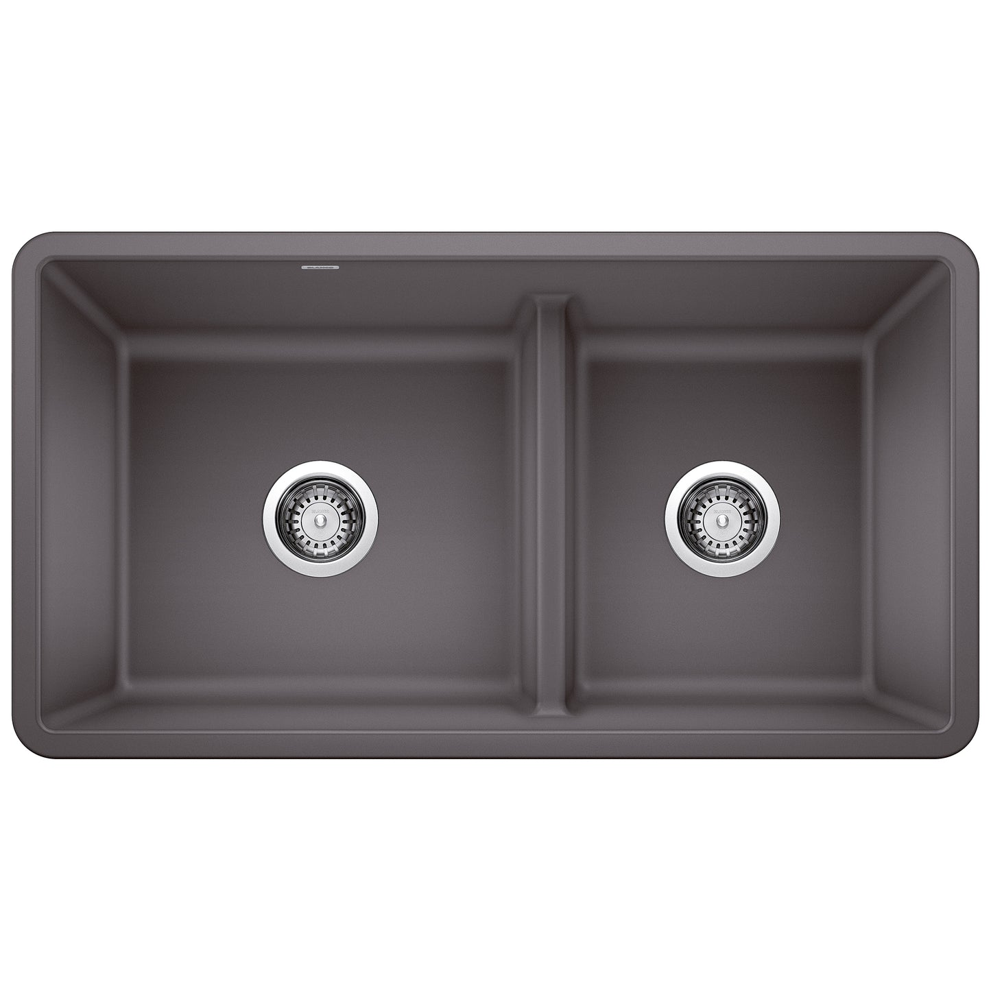 BLANCO Precis SILGRANIT 33" 60/40 Reversible Double Bowl Undermount Kitchen Sink with Low Divide top view.