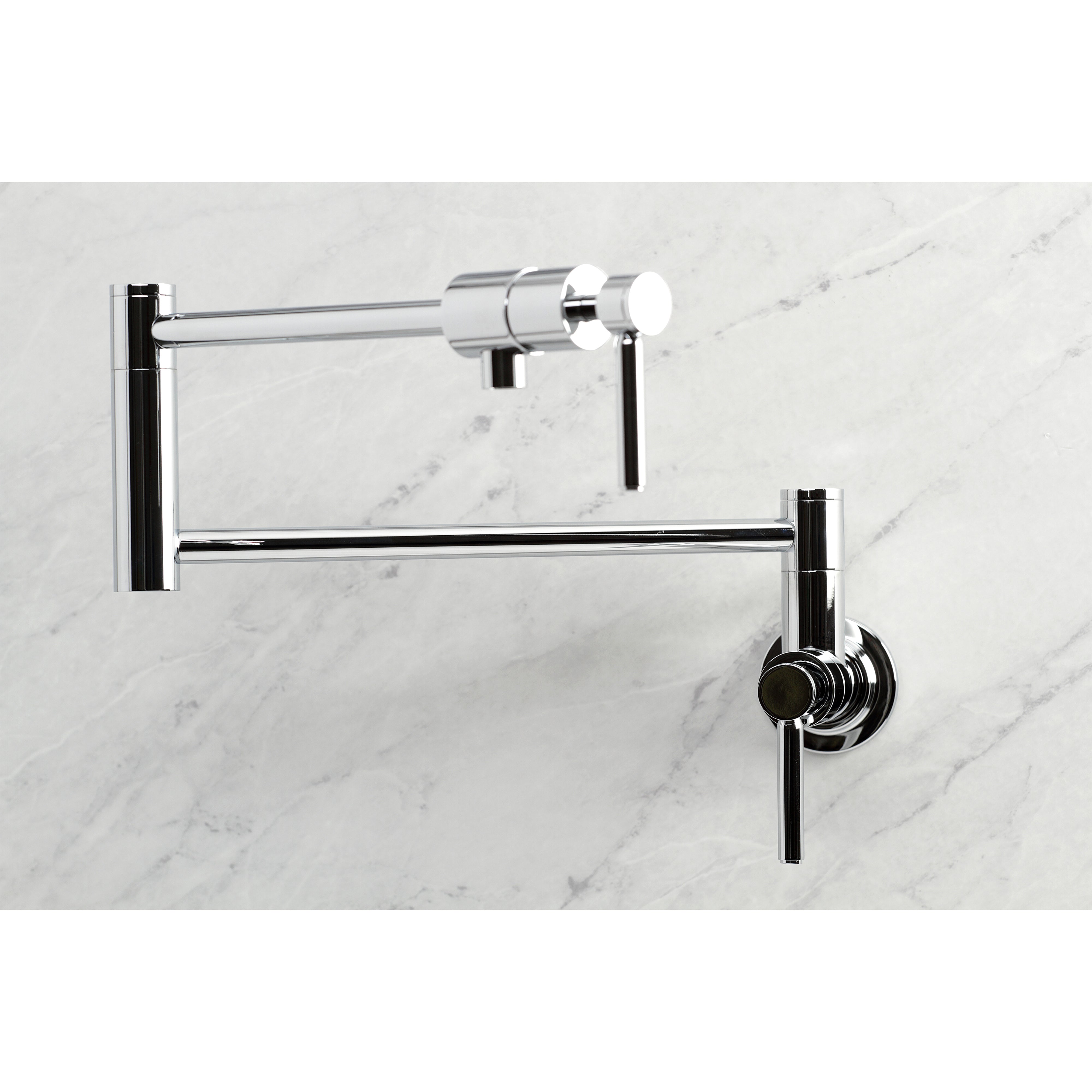 Kingston Brass KS4103DL Concord Wall Mount Pot Filler Faucet, Antique Brass - sleek design with foldable swing arms