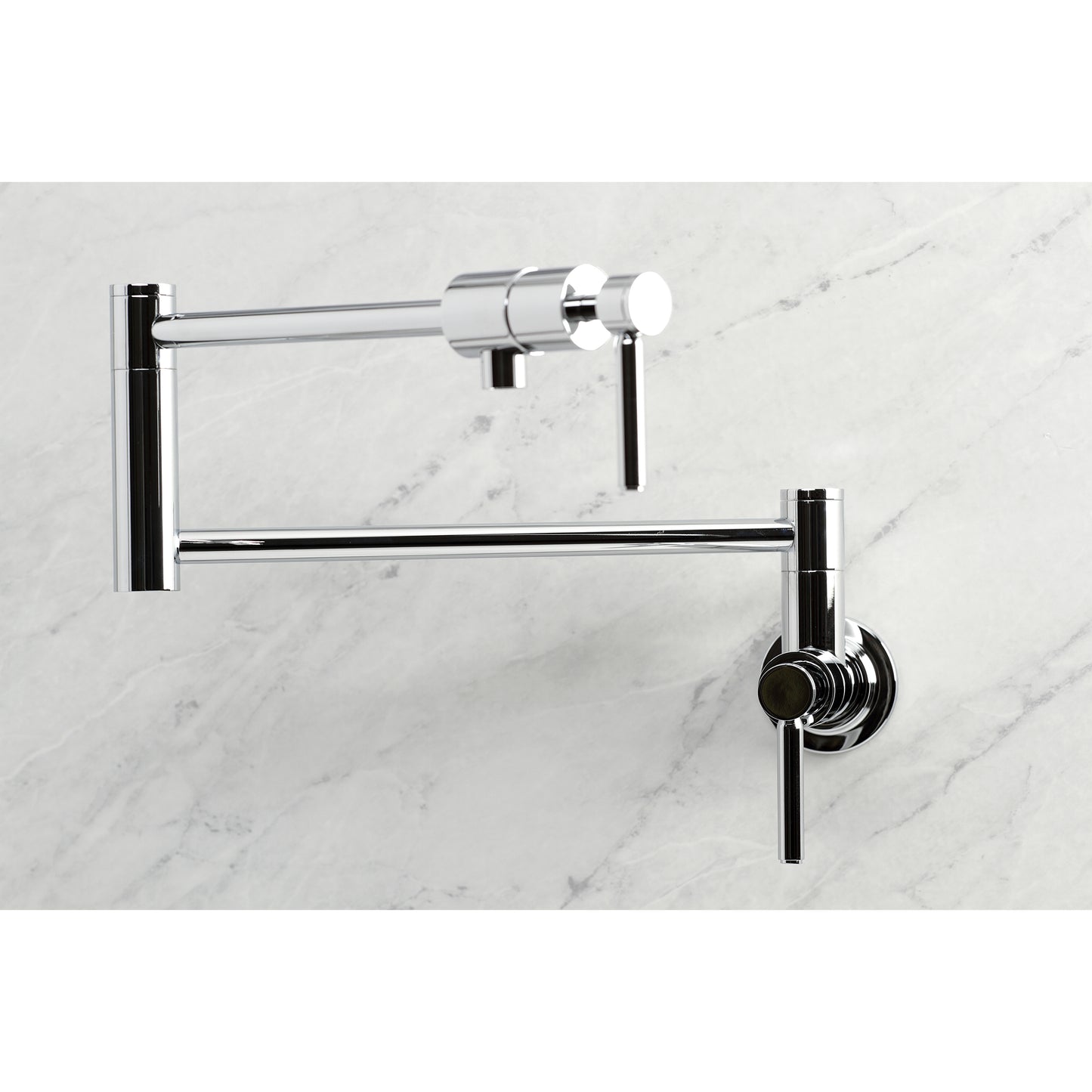 Kingston Brass KS4103DL Concord Wall Mount Pot Filler Faucet, Antique Brass - sleek design with foldable swing arms