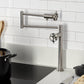 Kingston Brass KS4708RX Belknap Deck Mount Pot Filler Faucet, Brushed Nickel in modern kitchen setting