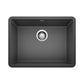 BLANCO PRECIS 24" SILGRANIT Compact Undermount Sink in Anthracite color with a sleek design for small kitchens.