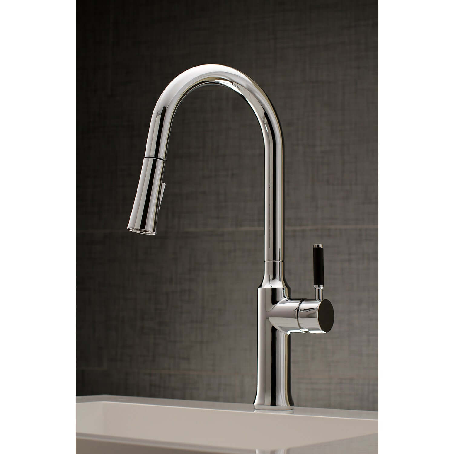 Gourmetier LS2723DKL Kaiser Single-Handle Pull-Down Kitchen Faucet, Brushed Brass in chrome finish