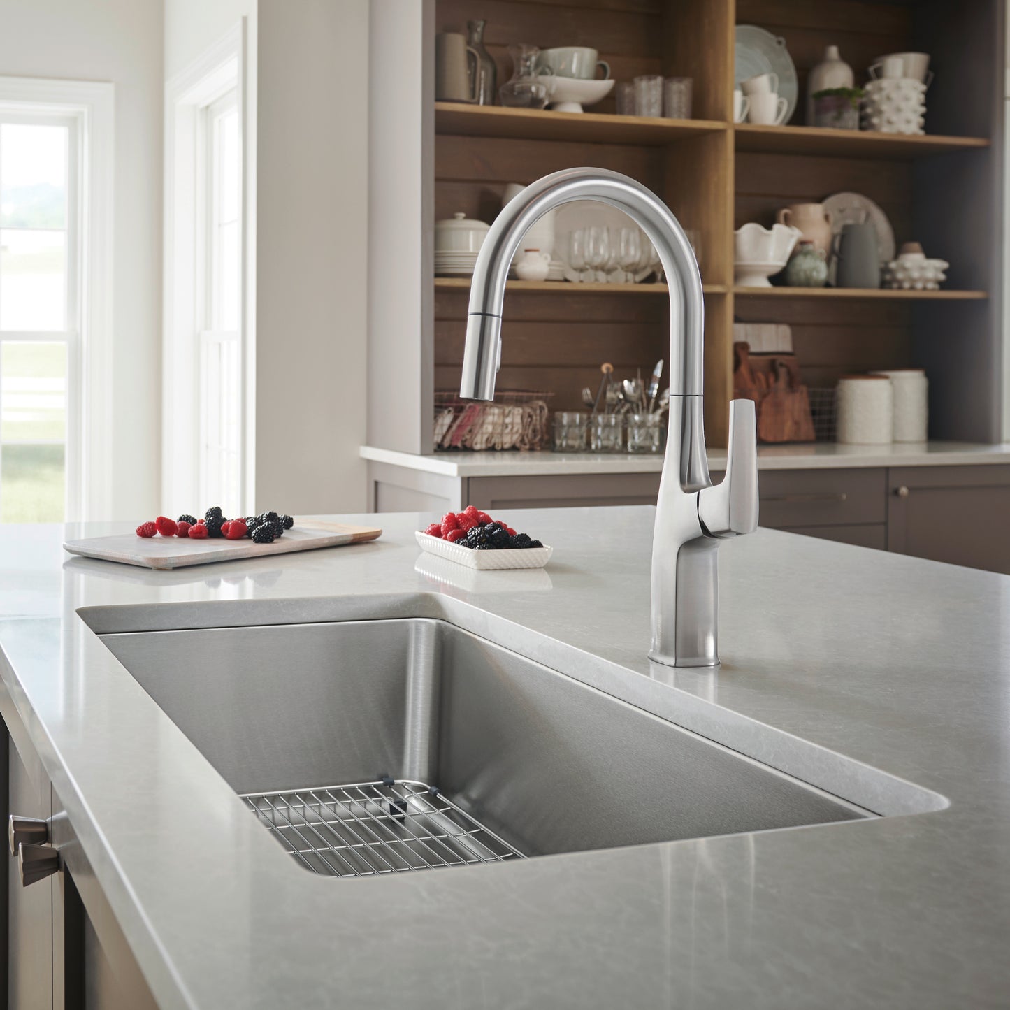 BLANCO Formera 33" Super Single Undermount Stainless Steel Kitchen Sink with modern faucet and countertop.