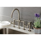 Kingston KS2333NX Hamilton Industrial Style Bridge Kitchen Faucet with Brass Sprayer, Antique Brass