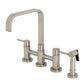 Kingston KS8257DLBS Concord Bridge Kitchen Faucet with Brass Sprayer, Brushed Brass in sleek design