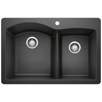 BLANCO Diamond SILGRANIT 33" 60/40 Double Bowl Dual Mount Kitchen Sink