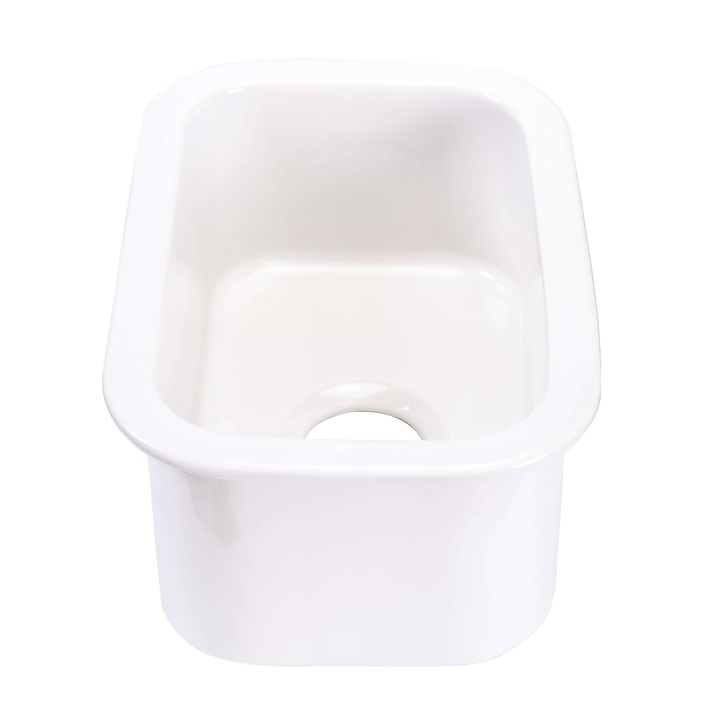 Alfi 13" x 19" Dual Mount Fireclay Prep Sink - ABF1319UD, white fireclay rectangular sink top view image.