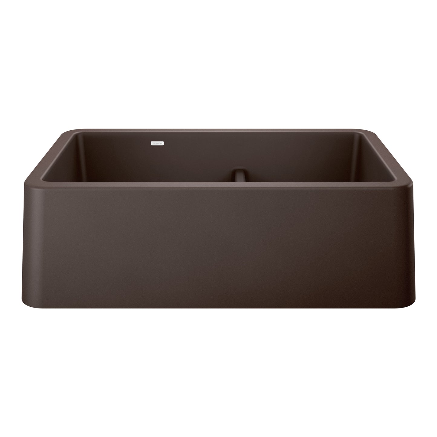BLANCO Ikon SILGRANIT 33" Double Bowl Apron-Front Farmhouse Sink with Low Divide in dark finish