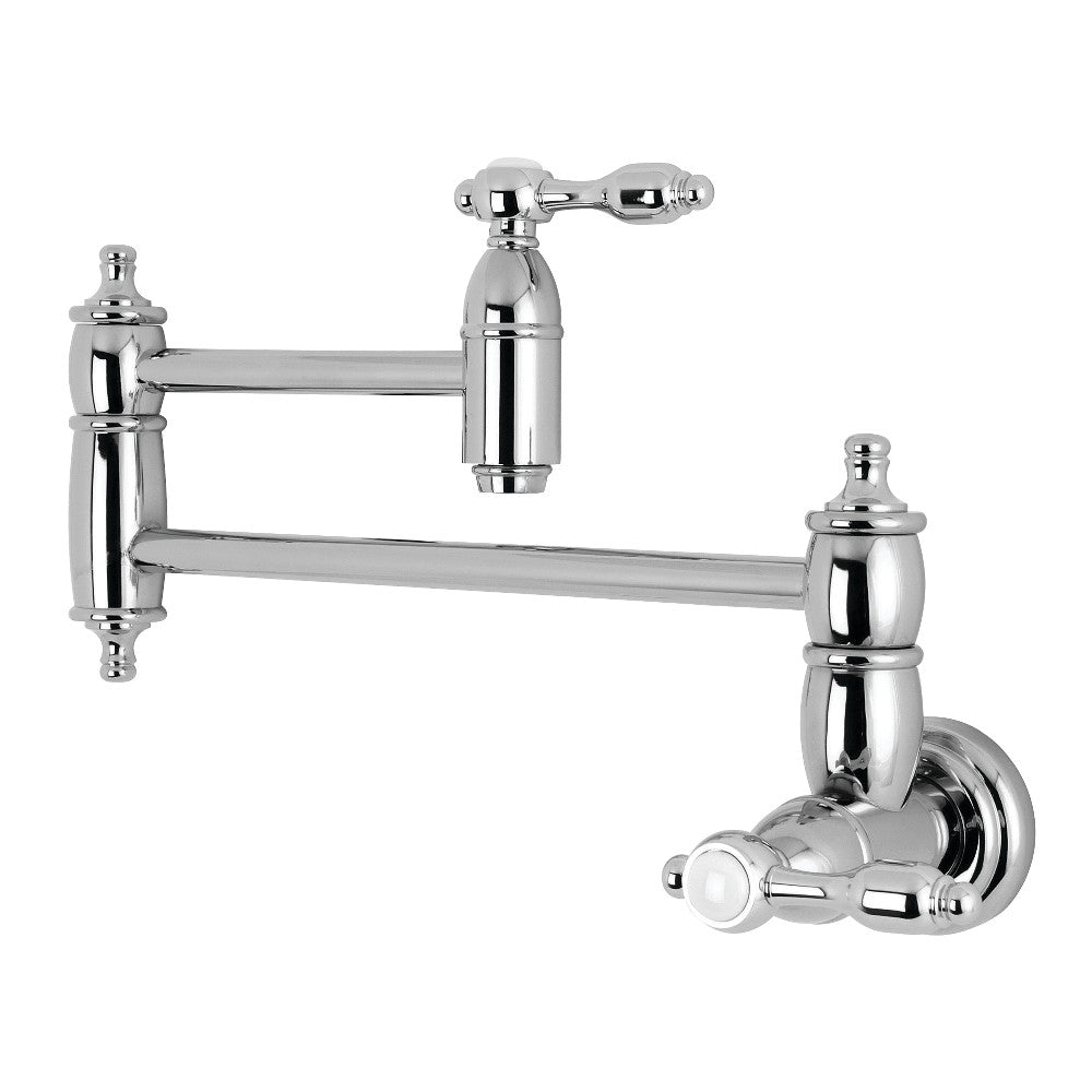 Kingston Brass KS3103TAL Tudor Wall Mount Pot Filler Faucet, Antique Brass with polished chrome finish