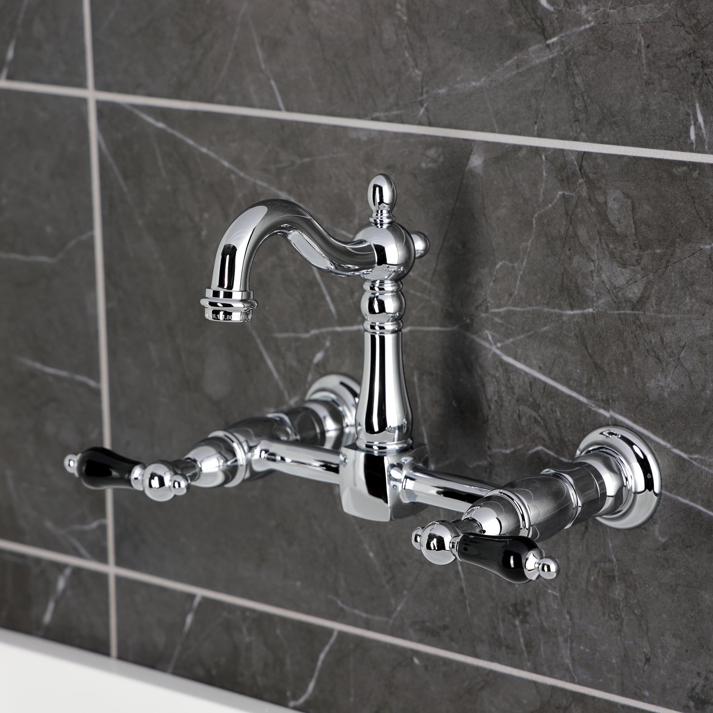 Kingston KS2443PKL Duchess Two-Handle Wall Mount Bridge Kitchen Faucet, Antique Brass