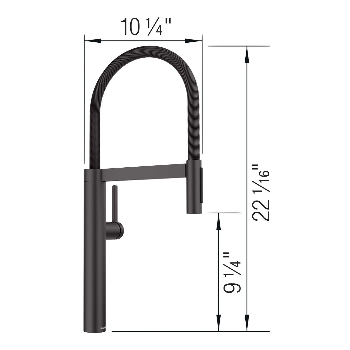 BLANCO Culina II Semi-Pro Pull-Down Dual-Spray Kitchen Faucet dimensions illustration