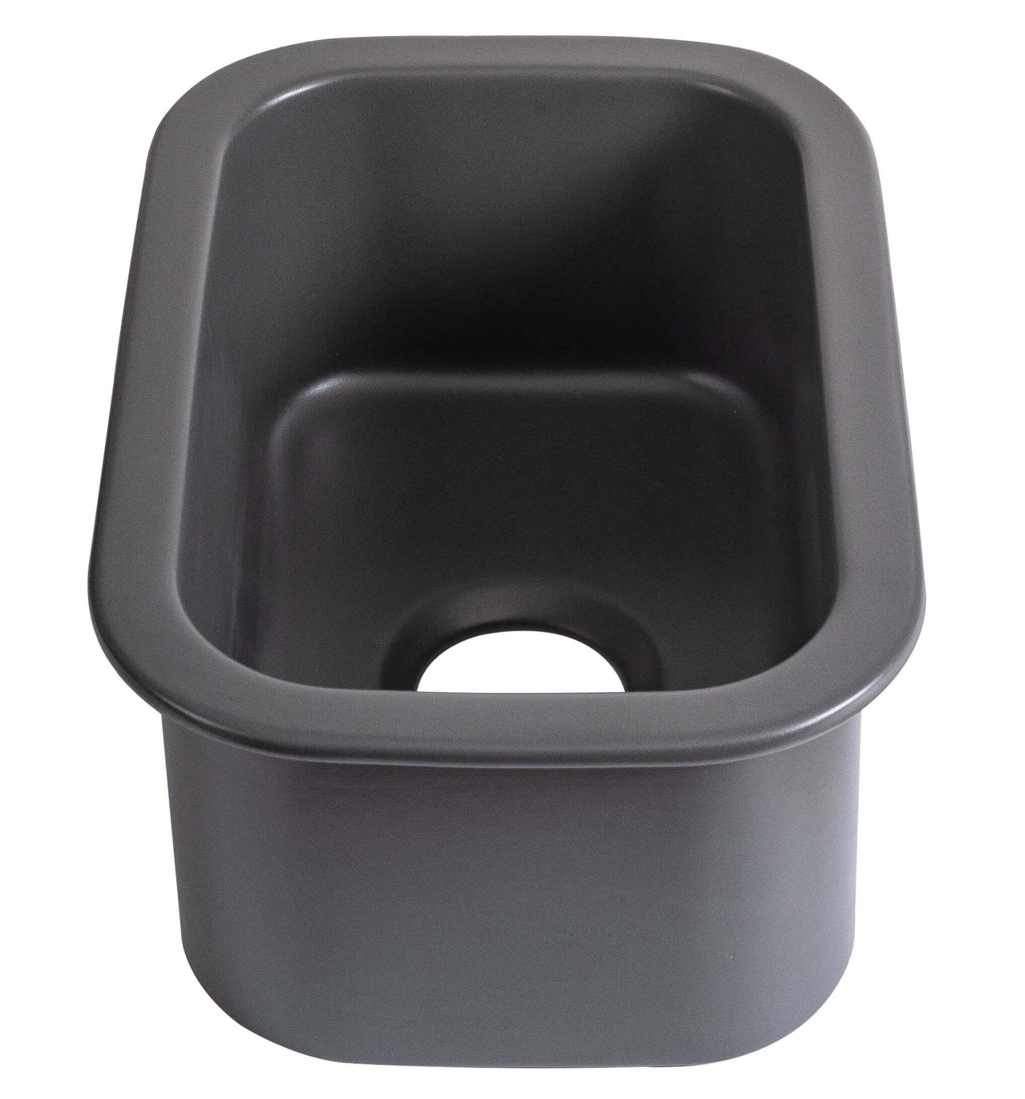 Alfi 13" x 19" Dual Mount Fireclay Prep Sink - ABF1319UD top view of the compact rectangular sink in dark gray.