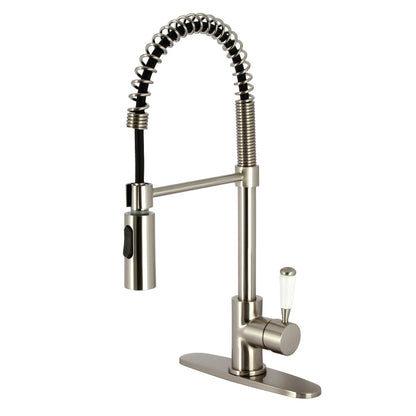 Gourmetier LS8778DPL Paris Single-Handle Deck-Mount Pre-Rinse Kitchen Faucet, Brushed Nickel