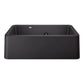 BLANCO Ikon SILGRANIT 33" Double Bowl Apron-Front Farmhouse Sink with Low Divide in black finish