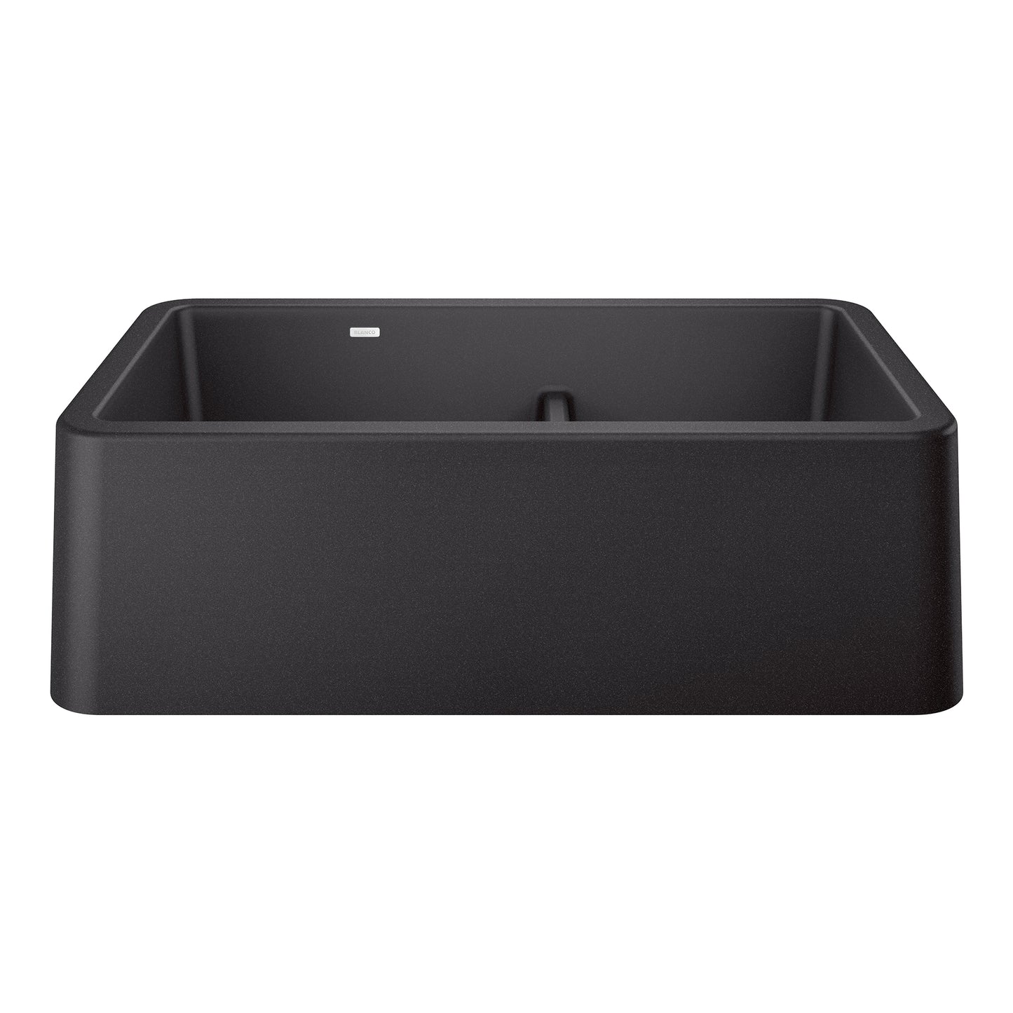 BLANCO Ikon SILGRANIT 33" Double Bowl Apron-Front Farmhouse Sink with Low Divide in black finish