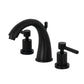 Kingston Brass KS2967DL Concord Widespread Bathroom Faucet in sleek black finish with contemporary design.