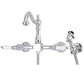 Kingston KS1263PLBS Heritage Two-Handle Wall Mount Bridge Kitchen Faucet with Brass Sprayer, Antique Brass