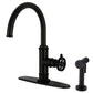 Kingston Brass KS2433RKX Webb Single-Handle Kitchen Faucet with Knurled Handle and Brass Side Sprayer, Antique Brass.