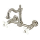 Kingston KS1263PX Heritage Two-Handle Wall Mount Bridge Kitchen Faucet, Antique Brass with brushed nickel finish