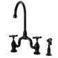 Kingston KS7798BEXBS Essex Bridge Kitchen Faucet with Brass Sprayer, Brushed Nickel in Oil Rubbed Bronze finish.
