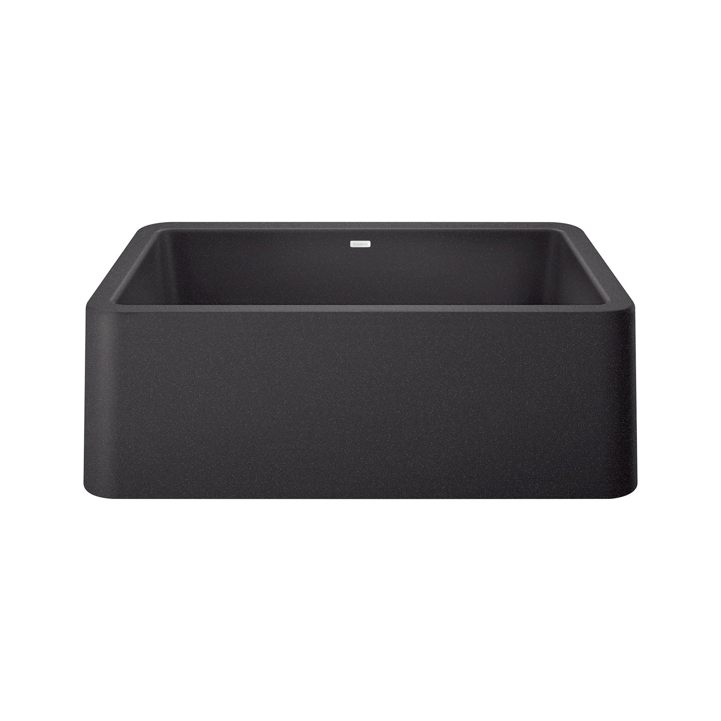 BLANCO Ikon SILGRANIT 30" Single Bowl Apron-Front Farmhouse Sink in black finish, showcasing sleek design and durability.