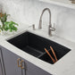 BLANCO Performa SILGRANIT 33" 60/40 Double Bowl Undermount Kitchen Sink with Low Divide