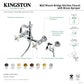 Kingston KS2443PXBS Heritage Two-Handle Wall Mount Bridge Kitchen Faucet with Brass Sprayer, Antique Brass