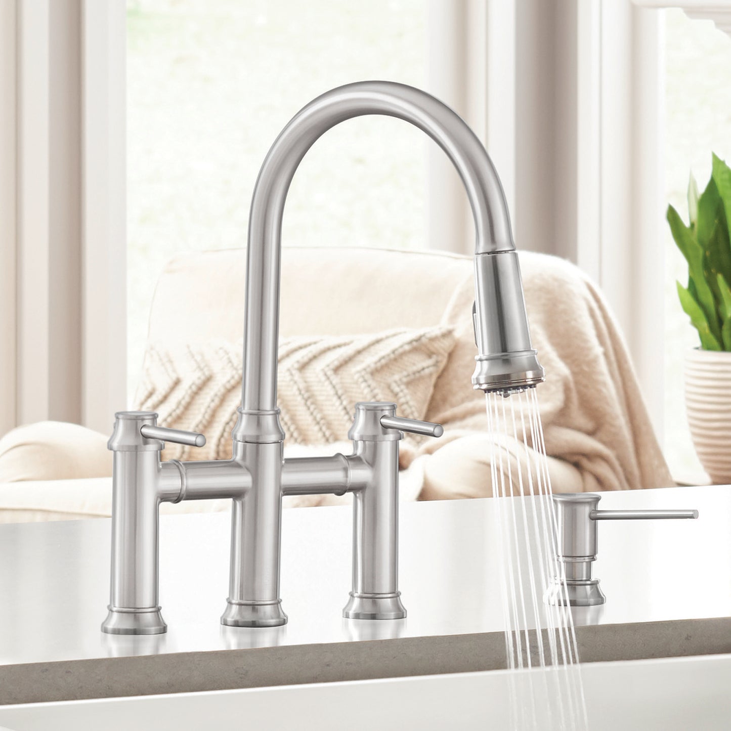 BLANCO Empressa Pull-Down Dual-Spray Bridge Faucet