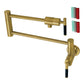 Kingston Brass KS4103CKL Kaiser Wall Mount Pot Filler Faucet, Antique Brass with black silicone grips and foldable swing arms