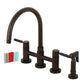Kingston KS8278DKLBS Kaiser Bridge Kitchen Faucet with Brass Sprayer, Brushed Nickel in oil rubbed bronze finish.